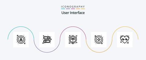 User Interface Line 5 Icon Pack Including . pulse. protect. heart. user vector