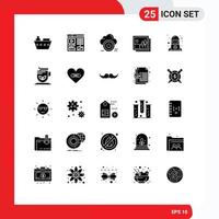 Set of 25 Commercial Solid Glyphs pack for support picture close image frame Editable Vector Design Elements