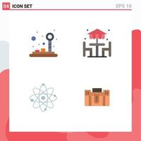 Pack of 4 Modern Flat Icons Signs and Symbols for Web Print Media such as control nuclear joystick dinner chemistry Editable Vector Design Elements