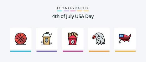 Usa Line Filled 5 Icon Pack Including feather. thanksgiving. ball. sweet. dessert. Creative Icons Design vector