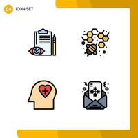 Modern Set of 4 Filledline Flat Colors and symbols such as quality control head control honey mail Editable Vector Design Elements