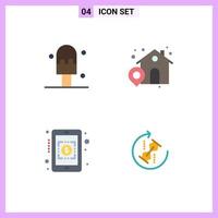 Set of 4 Vector Flat Icons on Grid for cream repeat house currency rates puzzle Editable Vector Design Elements