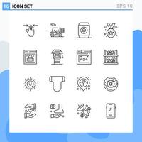 Set of 16 Modern UI Icons Symbols Signs for web lock page lock food information security star Editable Vector Design Elements