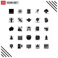 Universal Icon Symbols Group of 25 Modern Solid Glyphs of connected cloud learning mobile keys Editable Vector Design Elements