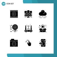 Pack of 9 creative Solid Glyphs of things iot cloud internet shopping Editable Vector Design Elements