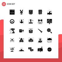 Pack of 25 Modern Solid Glyphs Signs and Symbols for Web Print Media such as plumbing mechanical mechanical camping book Editable Vector Design Elements