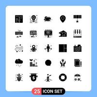 Mobile Interface Solid Glyph Set of 25 Pictograms of pin location idea technical skrewdriver Editable Vector Design Elements