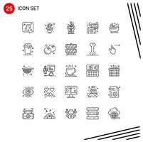 Group of 25 Modern Lines Set for camera photography flower pot images plant Editable Vector Design Elements