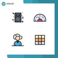 User Interface Pack of 4 Basic Filledline Flat Colors of audio cloud player car person Editable Vector Design Elements