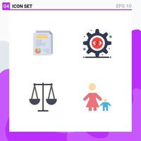 Pack of 4 Modern Flat Icons Signs and Symbols for Web Print Media such as page business presentation source code libra Editable Vector Design Elements