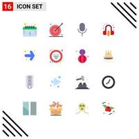 Set of 16 Vector Flat Colors on Grid for arrow service target headphone ui Editable Pack of Creative Vector Design Elements