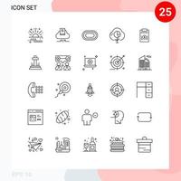 Set of 25 Modern UI Icons Symbols Signs for expense graph athlete economy cloud Editable Vector Design Elements