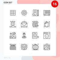 Modern Set of 16 Outlines Pictograph of achievement london note pad double bus Editable Vector Design Elements