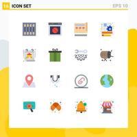 Group of 16 Modern Flat Colors Set for seo content web web print Editable Pack of Creative Vector Design Elements