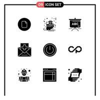 Set of 9 Modern UI Icons Symbols Signs for basic mail sledge health disease Editable Vector Design Elements