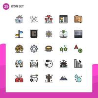 conjunto de 25 iconos modernos de la interfaz de usuario signos de símbolos para el desarrollo de archivos globo desarrollar elementos de diseño vectorial editables del navegador vector