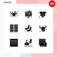 Solid Glyph Pack of 9 Universal Symbols of arrow movie monitor entertaiment newborn Editable Vector Design Elements