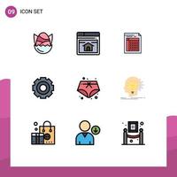 9 User Interface Filledline Flat Color Pack of modern Signs and Symbols of basic paper home page invoice file Editable Vector Design Elements
