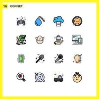 Modern Set of 16 Flat Color Filled Lines Pictograph of chat shopping wound shop commerce Editable Creative Vector Design Elements