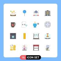 Universal Icon Symbols Group of 16 Modern Flat Colors of sauna hotel business building resort Editable Pack of Creative Vector Design Elements