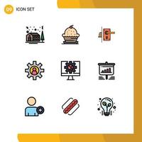 9 iconos creativos signos y símbolos modernos de apoyo empleado acción de gracias soporte al cliente elementos de diseño vectorial editables de ojo de cerradura vector