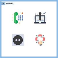 Modern Set of 4 Flat Icons Pictograph of communication electric dial pad story emergency Editable Vector Design Elements