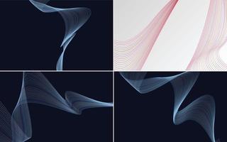 Set of 4 geometric wave pattern backgrounds for a modern look vector