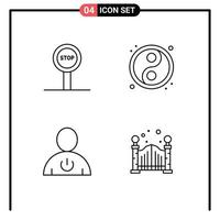 conjunto de 4 iconos de interfaz de usuario modernos símbolos signos para tablero humano yin yang avatar ciudad elementos de diseño vectorial editables vector