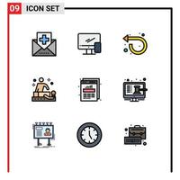 conjunto de 9 iconos de interfaz de usuario modernos símbolos signos para bienestar relajación imac masaje repetir elementos de diseño de vectores editables