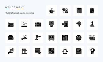 25 Banking Finance And Market Economics Solid Glyph icon pack vector