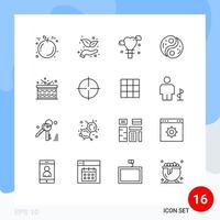 16 Thematic Vector Outlines and Editable Symbols of happy drum wedding celebration yang Editable Vector Design Elements