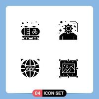 Mobile Interface Solid Glyph Set of 4 Pictograms of oil designing development service planning creative Editable Vector Design Elements