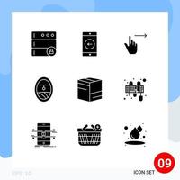 Modern Set of 9 Solid Glyphs Pictograph of delivery box gestures window plane Editable Vector Design Elements