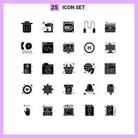 Universal Icon Symbols Group of 25 Modern Solid Glyphs of add may front end development labor calendar Editable Vector Design Elements