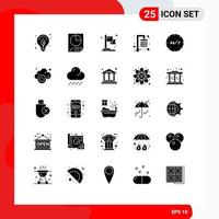 Pack of 25 creative Solid Glyphs of help care achievement all day water Editable Vector Design Elements