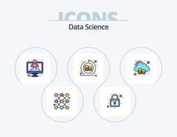 Data Science Line Filled Icon Pack 5 Icon Design. launch. computer. lamp. search. drive vector