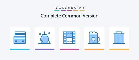 Complete Common Version Blue 5 Icon Pack Including beverage. alcohol. decoration. ux. film. Creative Icons Design vector