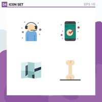 Editable Vector Line Pack of 4 Simple Flat Icons of assistant location customer support check place Editable Vector Design Elements