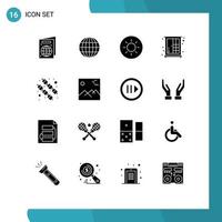 16 User Interface Solid Glyph Pack of modern Signs and Symbols of picture gallery cupboard sweet food Editable Vector Design Elements