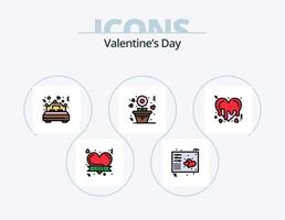 paquete de iconos llenos de línea de día de san valentín 5 diseño de iconos. música. llaves. amar. controlador. romance vector