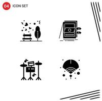 4 Solid Glyph concept for Websites Mobile and Apps garden drum picnic sale music Editable Vector Design Elements