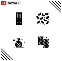 4 User Interface Solid Glyph Pack of modern Signs and Symbols of control luck bacteria bag beef Editable Vector Design Elements