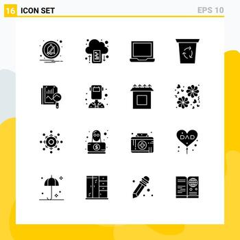 Stock Vector Icon Pack of 16 Line Signs and Symbols for search file configure journey recycle been Editable Vector Design Elements