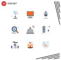 Set of 9 Commercial Flat Colors pack for seo optimization lcd html bot Editable Vector Design Elements