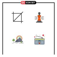 Group of 4 Modern Flat Icons Set for crop landscape game poker rainbow Editable Vector Design Elements