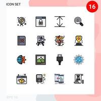Mobile Interface Flat Color Filled Line Set of 16 Pictograms of formula shopping search search ecommerce Editable Creative Vector Design Elements
