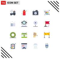 Flat Color Pack of 16 Universal Symbols of tissue roll paper roll media cleaning paper molecules Editable Pack of Creative Vector Design Elements