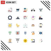 Flat Color Pack of 25 Universal Symbols of schedule calendar avatar vehicles postman Editable Vector Design Elements