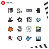 16 User Interface Flat Color Filled Line Pack of modern Signs and Symbols of grid construction school bridge electric Editable Creative Vector Design Elements