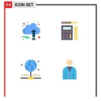 4 Thematic Vector Flat Icons and Editable Symbols of grow connection growth calculator share Editable Vector Design Elements